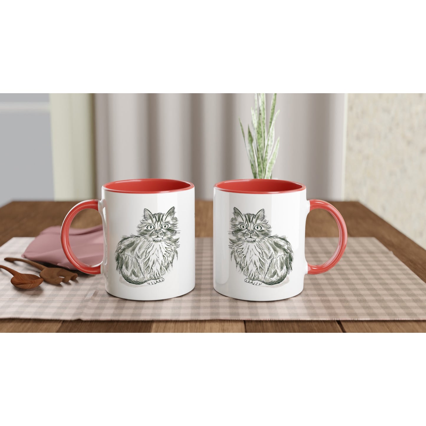 Shy Kitten Ceramic Mug (11oz ) with Colour Detail