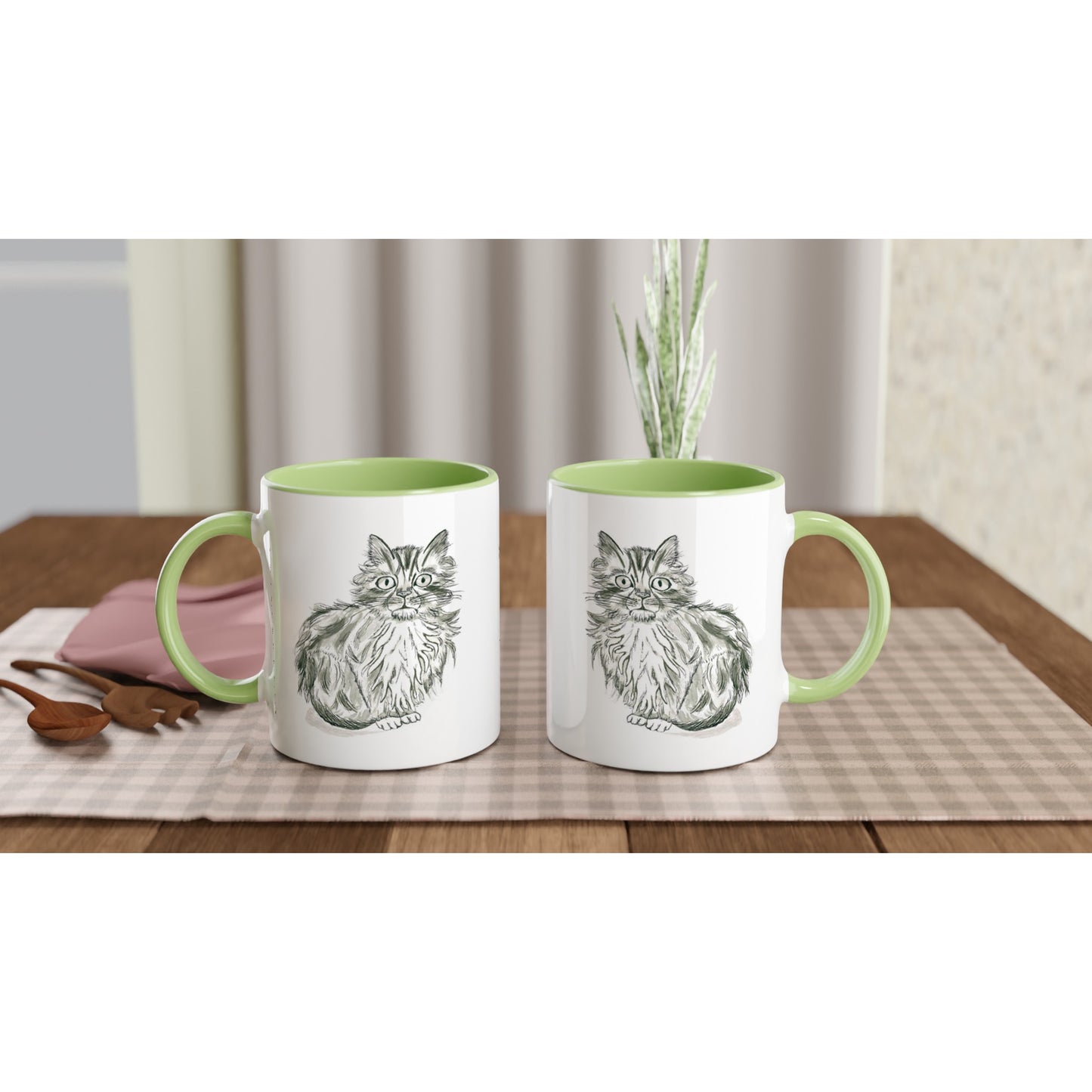 Shy Kitten Ceramic Mug (11oz ) with Colour Detail