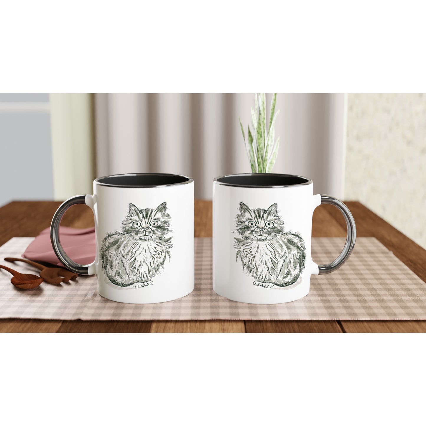 Shy Kitten Ceramic Mug (11oz ) with Colour Detail