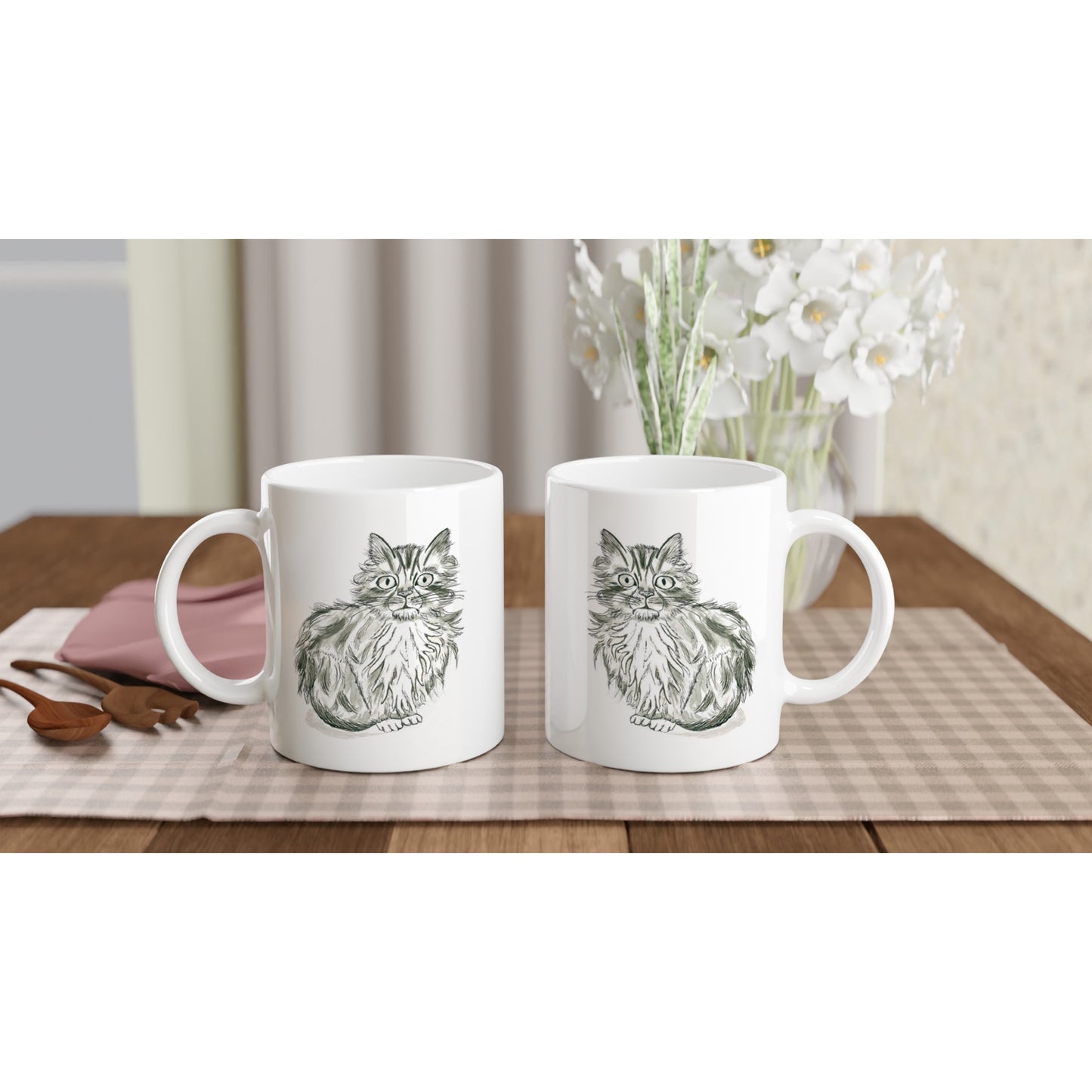 Shy Kitten White Ceramic Mug (11 oz)