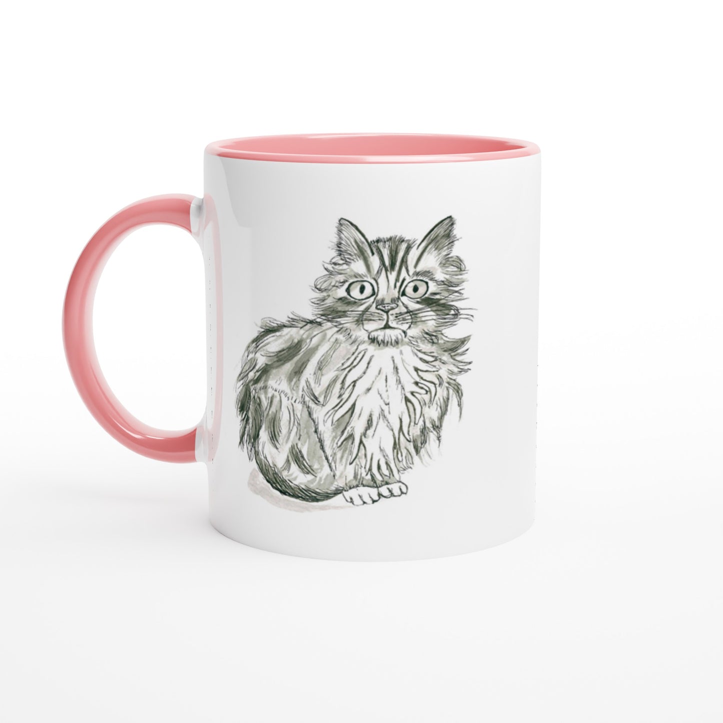 Shy Kitten Ceramic Mug (11oz ) with Colour Detail