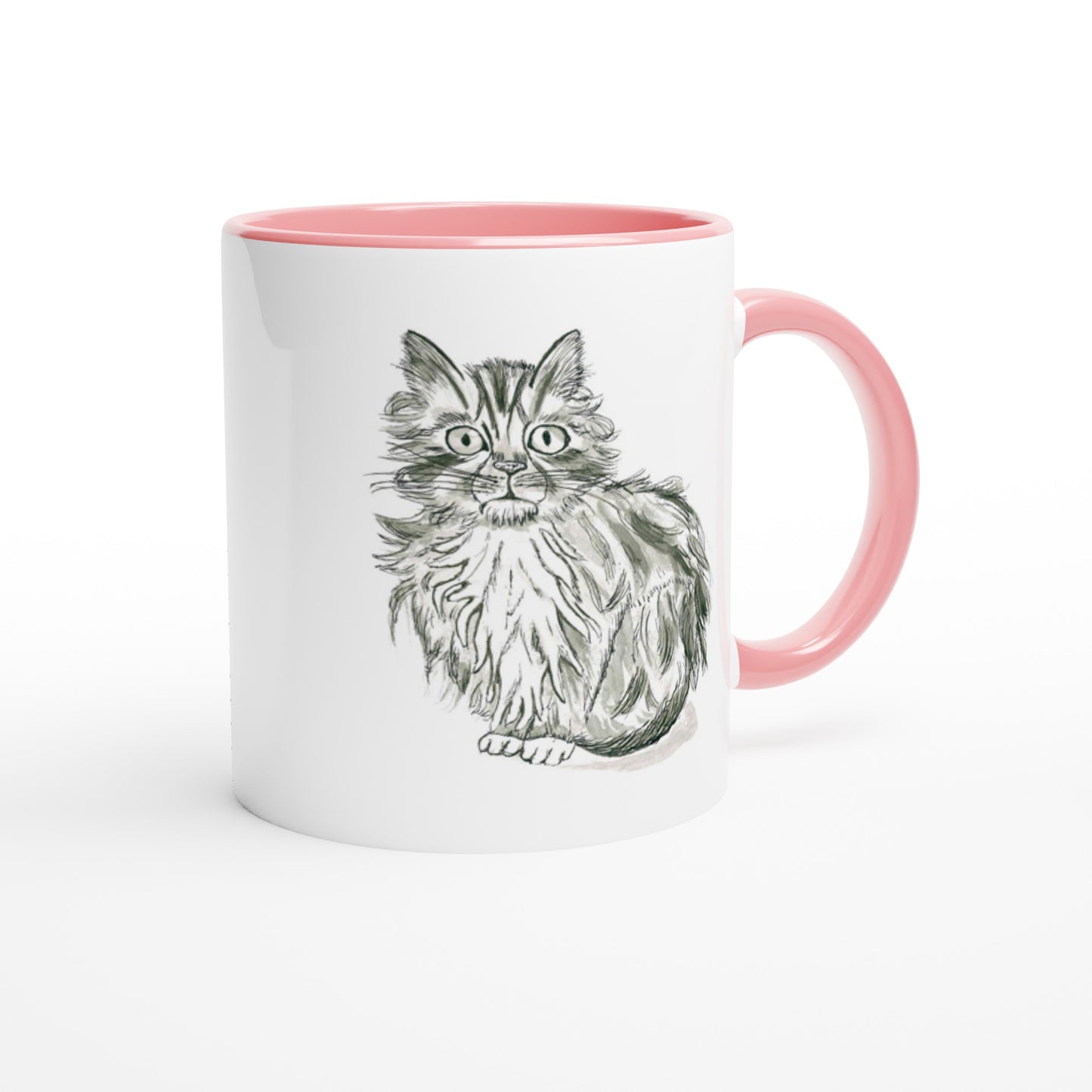 Shy Kitten Ceramic Mug (11oz ) with Colour Detail