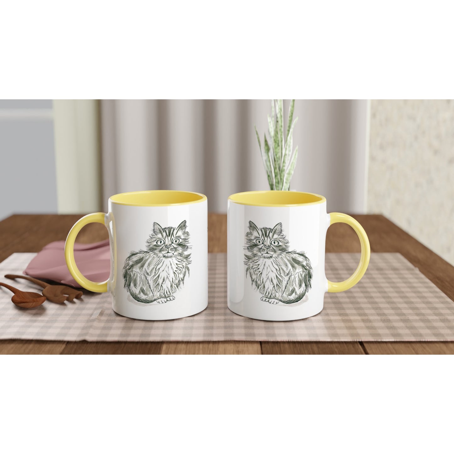 Shy Kitten Ceramic Mug (11oz ) with Colour Detail