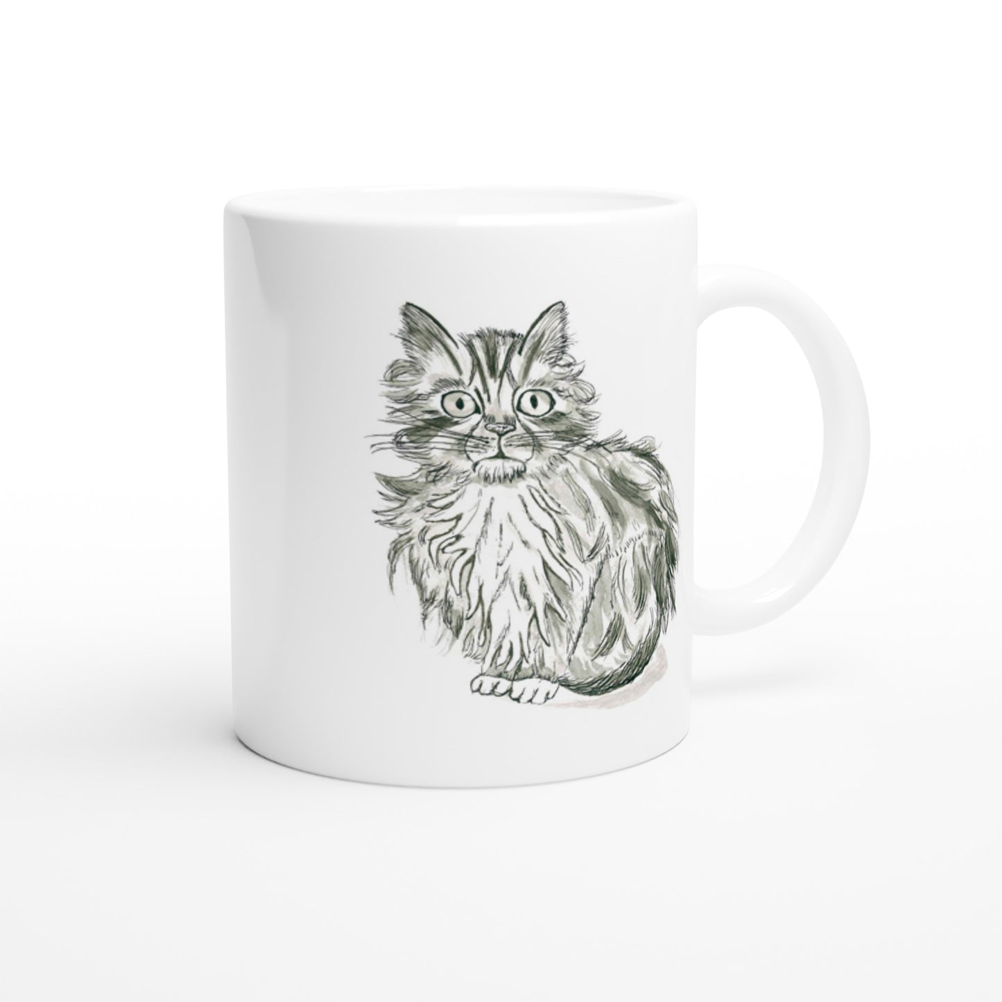 Shy Kitten White Ceramic Mug (11 oz)