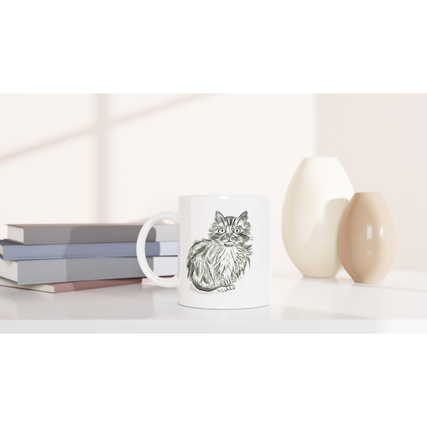 Shy Kitten White Ceramic Mug (11 oz)