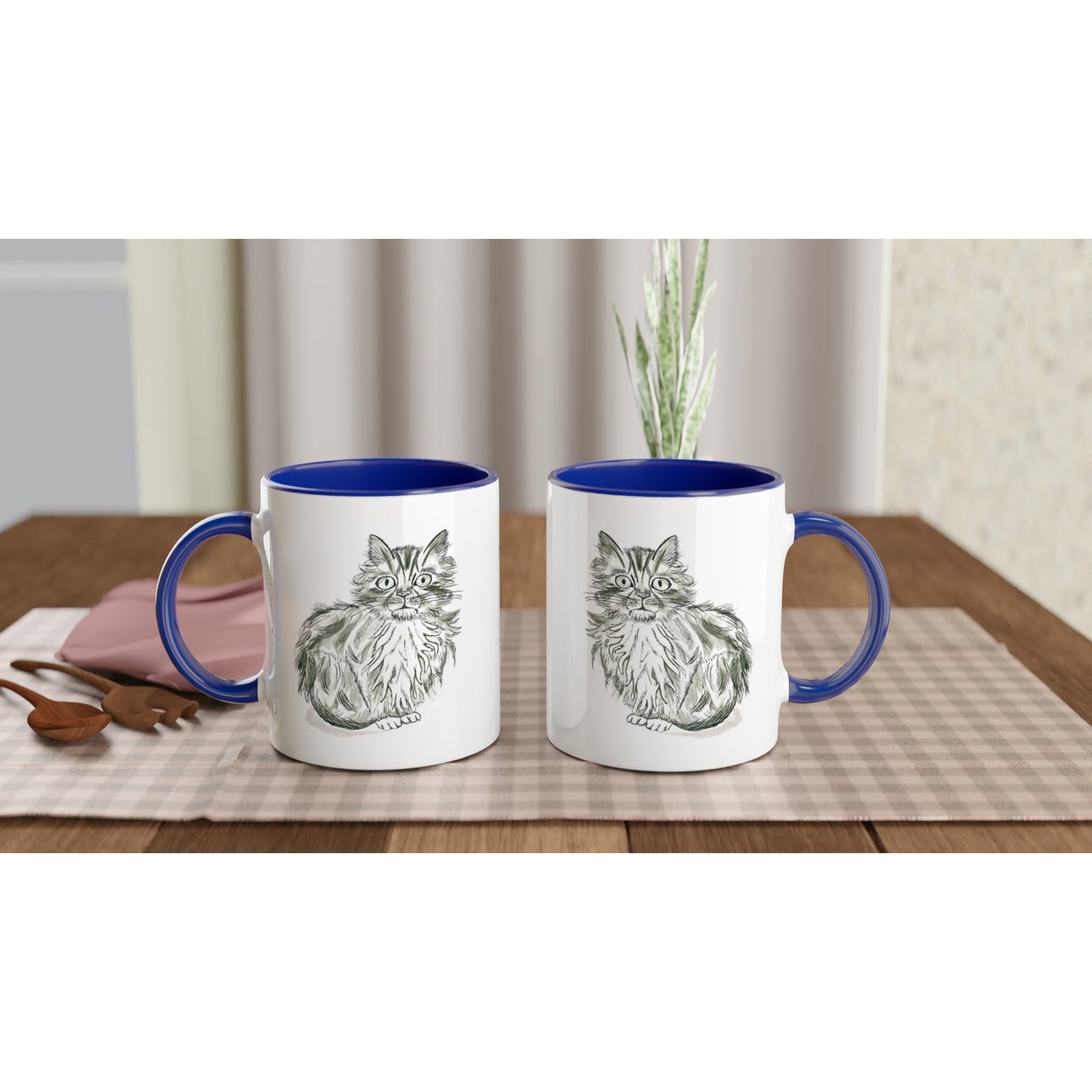 Shy Kitten Ceramic Mug (11oz ) with Colour Detail