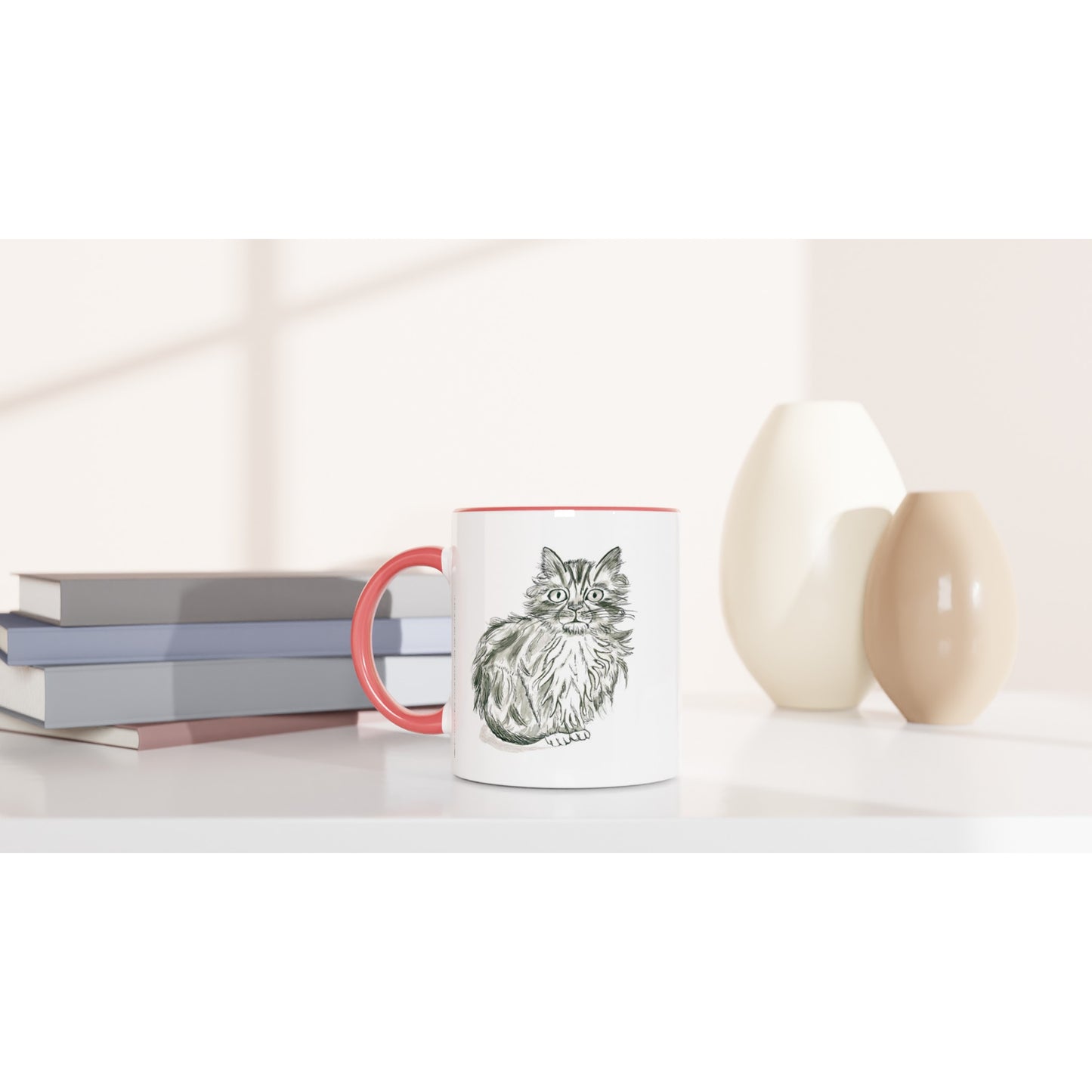 Shy Kitten Ceramic Mug (11oz ) with Colour Detail