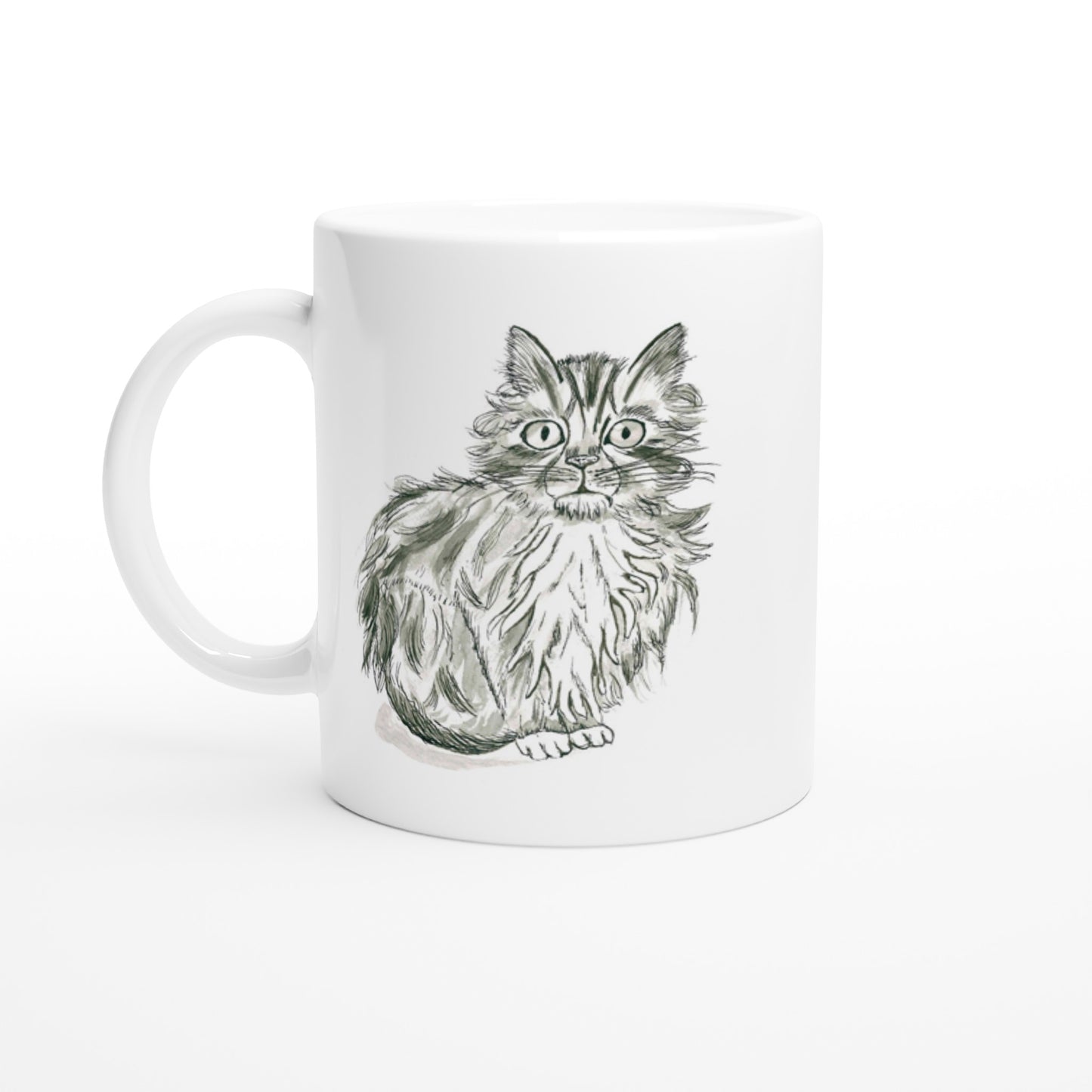 Shy Kitten White Ceramic Mug (11 oz)